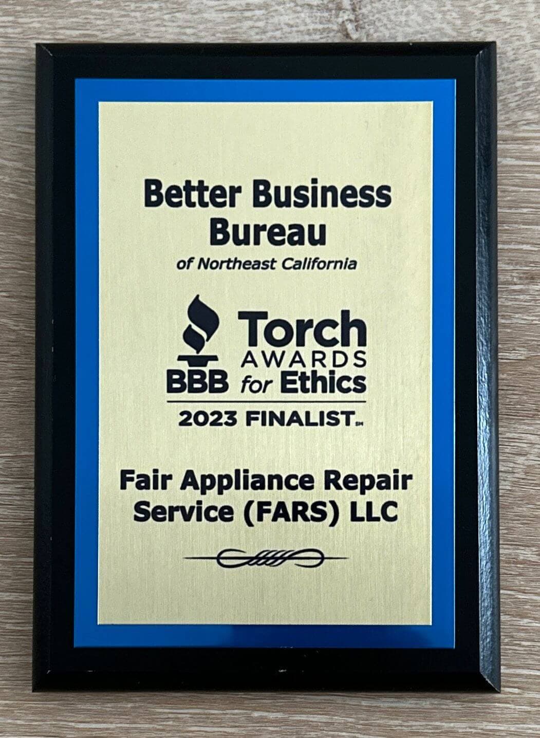 /awards-and-certifications/Fair Appliance Repair Service - BBB Torch.jpg